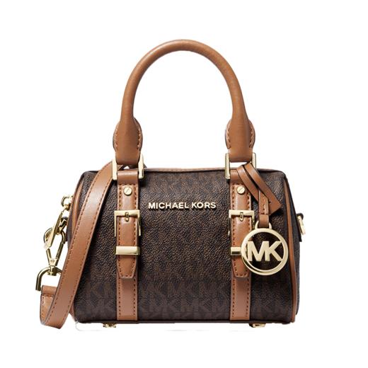 193599042442 迈克高仕MICHAEL KORS 【品牌官方质保】MK Bedford 超小号老花拼色斜挎单肩波士顿包（约150 * 110 * 80 mm） 商品图0