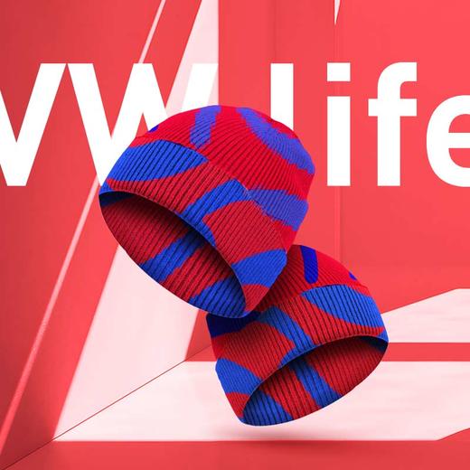 红与蓝针织帽 商品图0