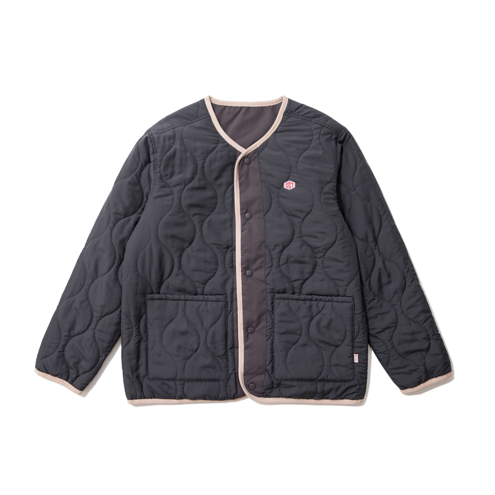 U17 绗缝葫芦格双面穿印花棉服 深灰色