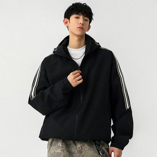 半身缘男装 春季运动条纹宽松户外机能工装夹克外套261112U01310044 商品图0