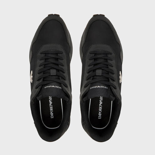 EMPORIO ARMANI 阿玛尼 男士小鹰徽标贴片系带休闲鞋 黑色 EM003738 AF19532 MC005 商品图3