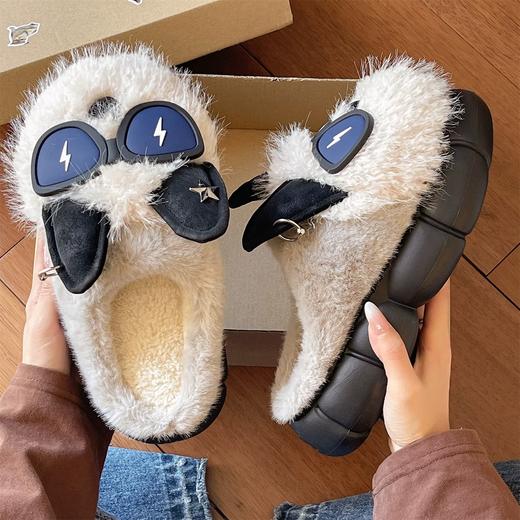 棉拖鞋女士冬季新款家居室内防滑厚底可爱小狗保暖毛绒拖鞋【WG25102】 商品图4