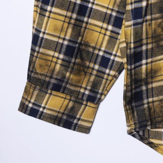 25002SDSA男士秋冬新款痞帅男装韩版扎染撞色格纹格子纽扣翻领长袖衬衫 商品图4