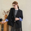 西遇双排扣翻领休闲西装外套女秋季廓形宽松垫肩商务通勤西装V2751144 商品缩略图0