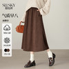 【10/1新品】熙世界通勤复古磨毛半身裙女秋冬高腰垂感遮肉显瘦梨形身材a字裙 商品缩略图0