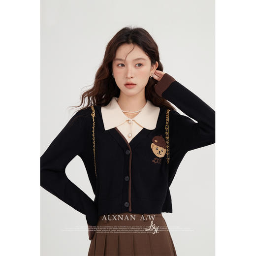 鹿向南「探险日记」假两件翻领毛衣2025新款秋冬季气质时尚女上衣LXN31701 商品图0