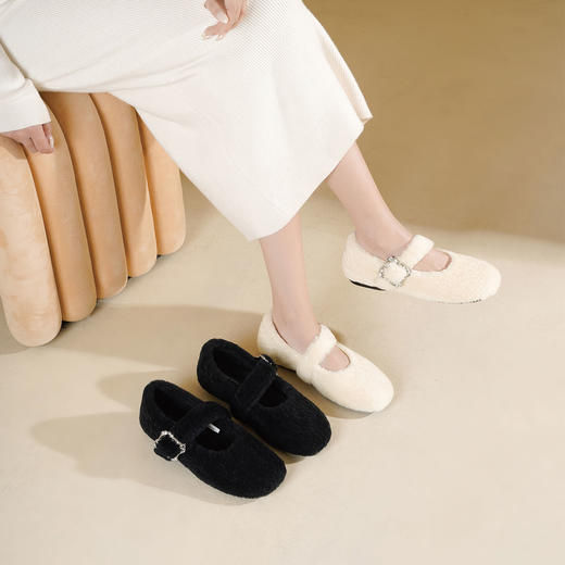 Westory2025年冬季羊毛玛丽珍圆头平底绒里舒适保暖单鞋S25DM86041 商品图6