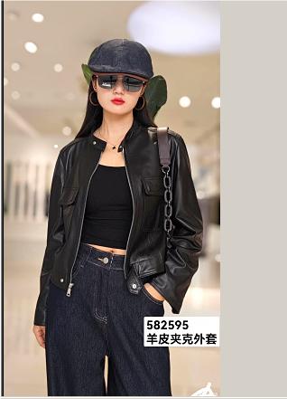 582595羊皮立领拉链夹克 商品图0