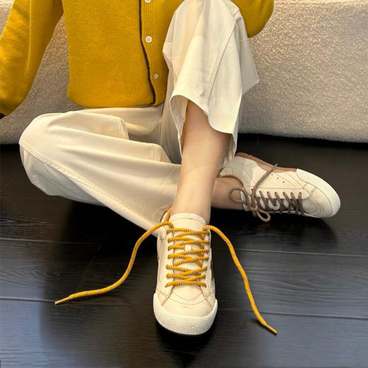 纪华菲·复古星星擦色做旧小脏鞋，不用打理的小白鞋，越脏越时髦，里外都是牛皮，巨舒服～（预售7-10天发） 商品图3