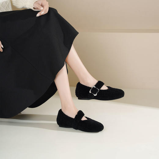 Westory2025年冬季羊毛玛丽珍圆头平底绒里舒适保暖单鞋S25DM86041 商品图8