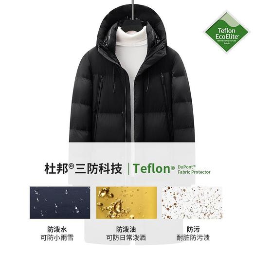 【300克白鹅绒】-30℃极寒男士冬季特厚中长款白鹅绒三防羽绒服潮 商品图2
