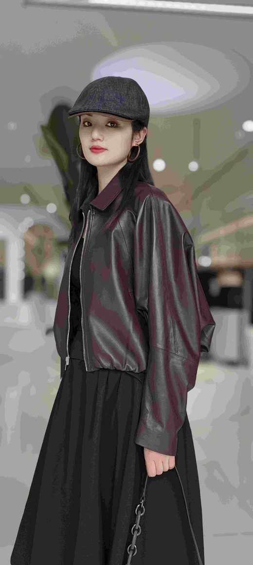 587008蝙蝠袖绵羊皮外套 商品图2