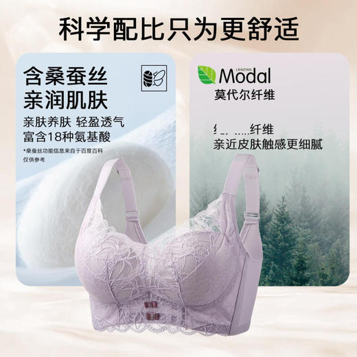 朦胧花影 文胸(VIP)【桑蚕丝莫代尔养肤】小胸聚拢防下垂收副乳调整型内衣 商品图4