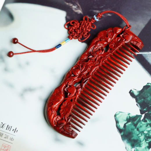 【青山特惠】小叶紫檀【夏荷】木梳.发梳.礼盒装 s56 商品图0