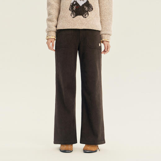 笛莎Deesha青少年女童裤子2025冬季女童加绒休闲直筒裤 商品图0