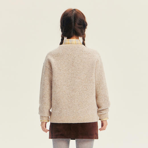 笛莎Deesha青少年女童毛衣2025冬季女童大图案宽松圆领套头毛衣 商品图4