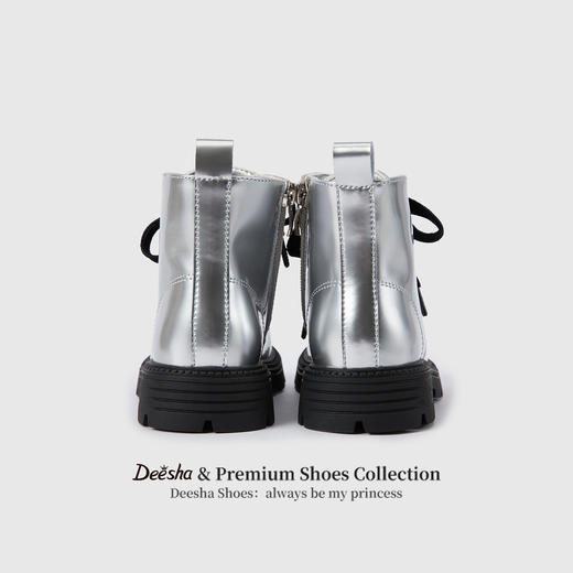 笛莎Deesha 女童童鞋2025冬季新款短筒薄绒皮靴 商品图4