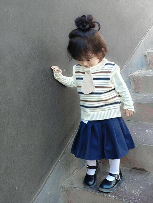【以柠】学院风条纹毛衣马甲7702 商品图0