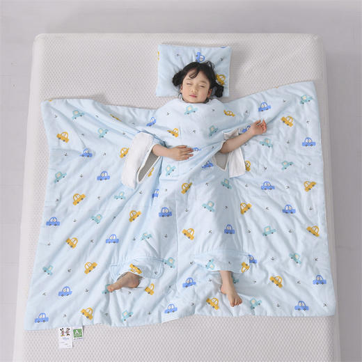 A类全棉双层纱儿童防踢被 纯棉四层纱布多功能盖毯幼儿园宝宝夏凉被 商品图7