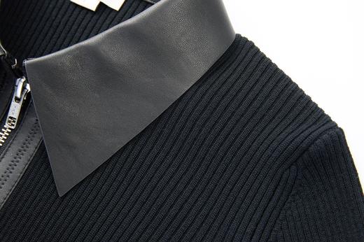 【JASON WU】春季新款新中式羊毛针织拼皮撞色连衣裙 商品图3