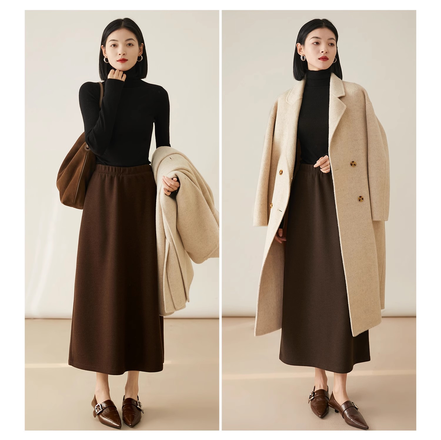 【法式慵懒】醋酸羊毛半身裙，垂顺百搭，遮胯显瘦，柔软舒适