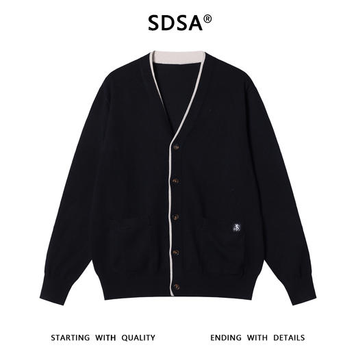 25FK068SDSA秋冬新款痞帅男装韩版简约撞色纽扣开衫V领假两件针织衫毛衣 商品图1