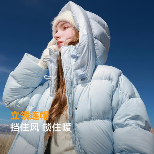 【90白鹅绒】三彩2025冬季新款连帽鹅绒服防水易打理羽绒服M 商品图1