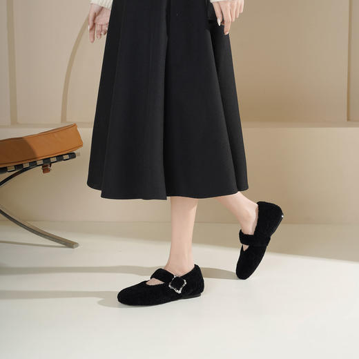 Westory2025年冬季羊毛玛丽珍圆头平底绒里舒适保暖单鞋S25DM86041 商品图7