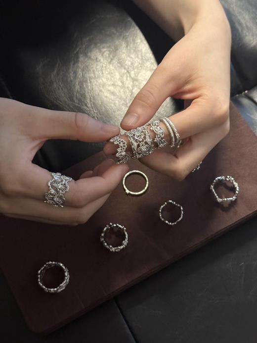 董洁同款高颜值925银蕾丝戒指活口 商品图0