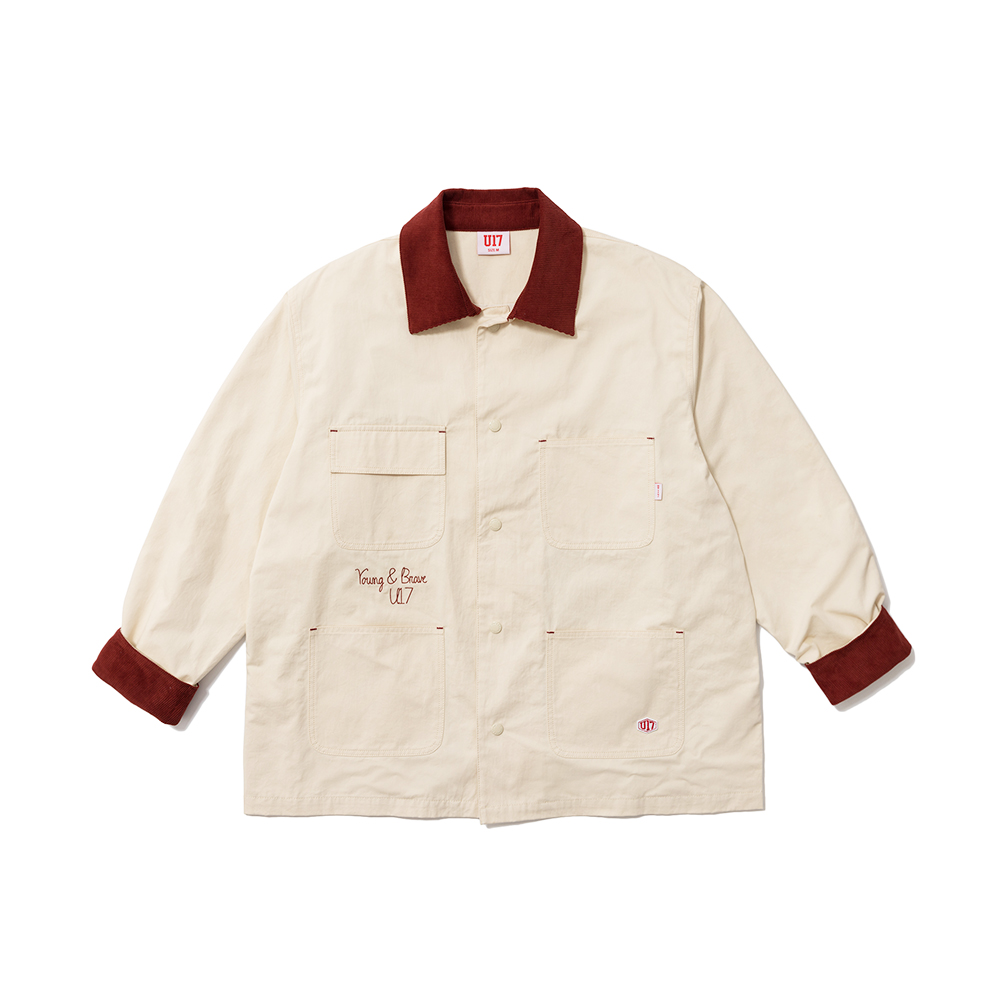 U17 翻领撞色四袋外套 米色