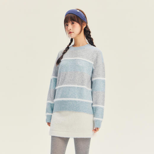 笛莎Deesha青少年女童毛衣2025冬季女童条纹圆领套头毛衣 商品图3