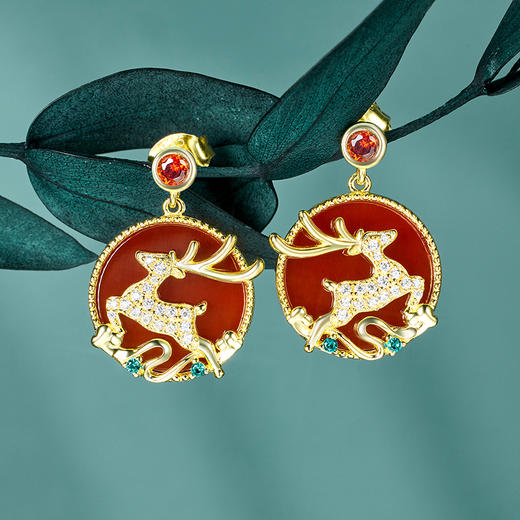 敦煌文创 九色鹿系列纯银耳环 商品图4