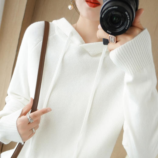 【QingFan连帽针织衫】春季新款针织衫 长袖套头 抽绳卫衣 多色百搭NJR-052 商品图9