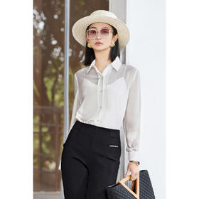 米思阳2026春季新品米思阳知性通勤风OL白衬衫舒适半透宽松优雅上衣女4260