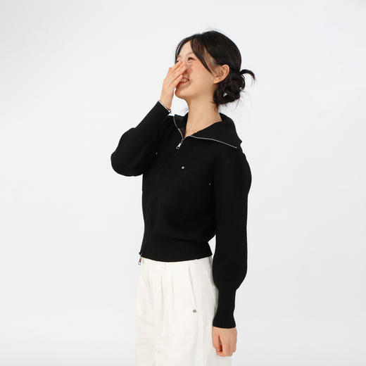 基本款大翻领针织拉链开衫-纪念日百货门店同款165144934 商品图2