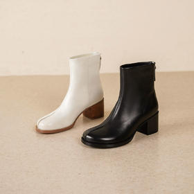 Westory2025年冬季中跟芒果头复古羊皮脏脏靴金典百搭短靴W25DS85461