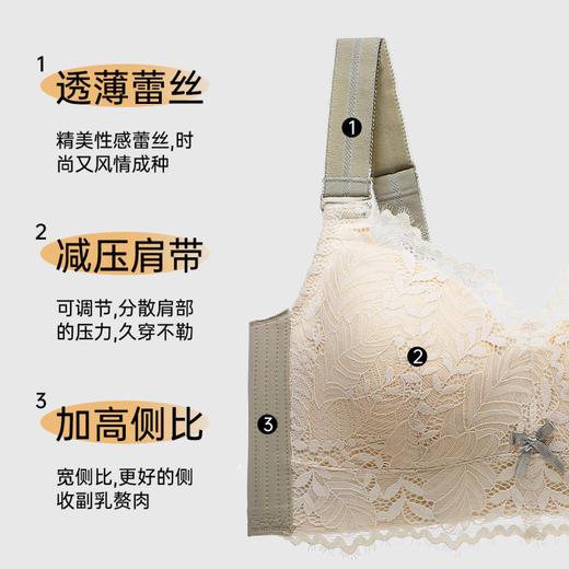 晓露漫漫 文胸(VIP)【大胸显小 全包容显瘦】无钢圈侧收副乳薄款调整型内衣 商品图1