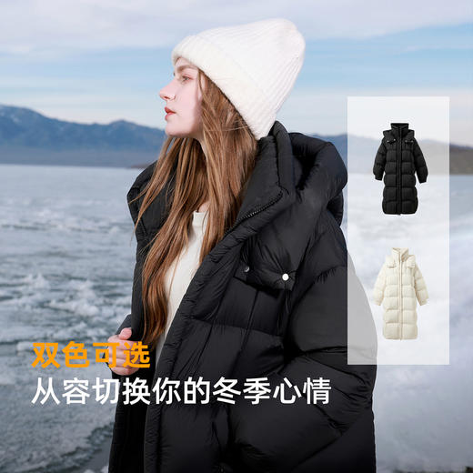 【高蓬高充绒】三彩2025冬季新款90白鸭绒羽绒服防水易打理长款M 商品图2