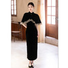 纯黑色丝绒披肩旗袍套装，时尚改良新中式港风高级感旗袍GX-211085 商品缩略图3
