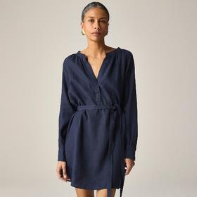 好折！Jcrew亚麻气质长袖连衣裙 只要￥299直邮到手