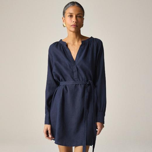 好折！Jcrew亚麻气质长袖连衣裙 只要￥299直邮到手 商品图0