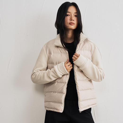 【3-5天发】匈牙利90白鸭绒拼接摇粒绒轻薄羽绒服 商品图1