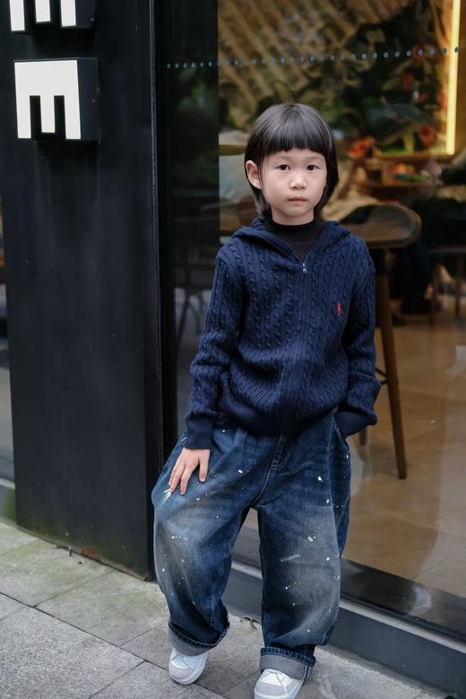 2025秋冬新款儿童小马刺绣棉质绞花连帽针织拉链开衫毛衣外套 商品图2