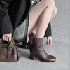 【预售5天】巨显瘦~5.5cm粗跟短靴女秋冬方头真皮中跟时装靴及踝靴瘦瘦靴MLJ&C201 商品缩略图4