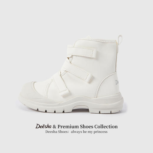 笛莎Deesha 女童童鞋2025冬季新款短筒加绒皮靴 商品图0