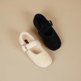 Westory2025年冬季羊毛玛丽珍圆头平底绒里舒适保暖单鞋S25DM86041