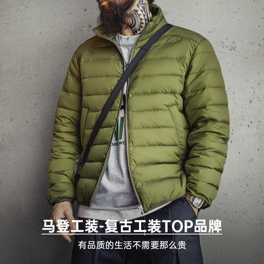 马登工装美式超轻薄排骨白鸭绒羽绒服夹克外套内搭短款内胆男秋冬 商品图4