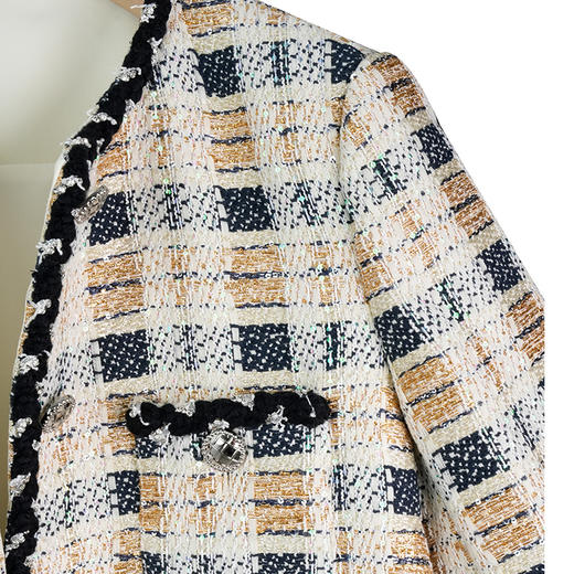 【破价】气质蓝金格纹小香风经典外搭短款外套8332W238 商品图2