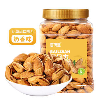 百历坚 罐装巴旦木500g 每日坚果炒货 休闲零食 薄壳笑口杏仁年货送礼 /休闲食品 /坚果炒货 /巴旦木/桃仁 商品图4