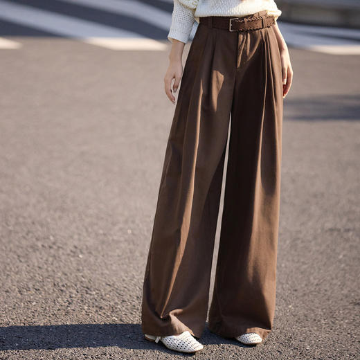 【10/1新品】熙世界职场通勤风宽松直筒西裤女2025秋季新款休闲复古阔腿长裤子 商品图3